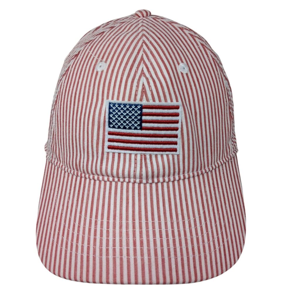 Trendy striped USA Baseball Cap with Embroidered American Flag